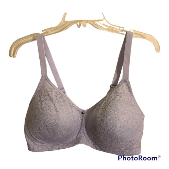 Breezies Floral Leaf Overlay Contour Wirefree Bra Cloudless Blue Sz 40C A391264 - Picture 3 of 13